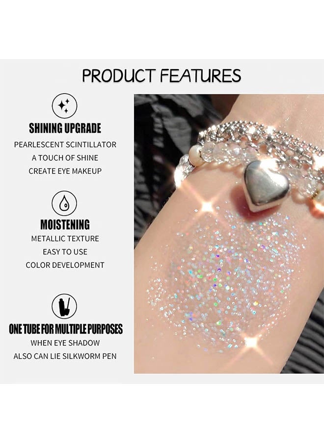 ليكرين كحل ظلال العيون السائل اللامع ، مكياج بلينغ تحت ظلال العيون ، لامع معدني ، خفيف الوزن مقاوم للماء طويل الأمد ، غراء فضفاض لمكياج العيون البلوري ، # الترتر الملون - Image 4