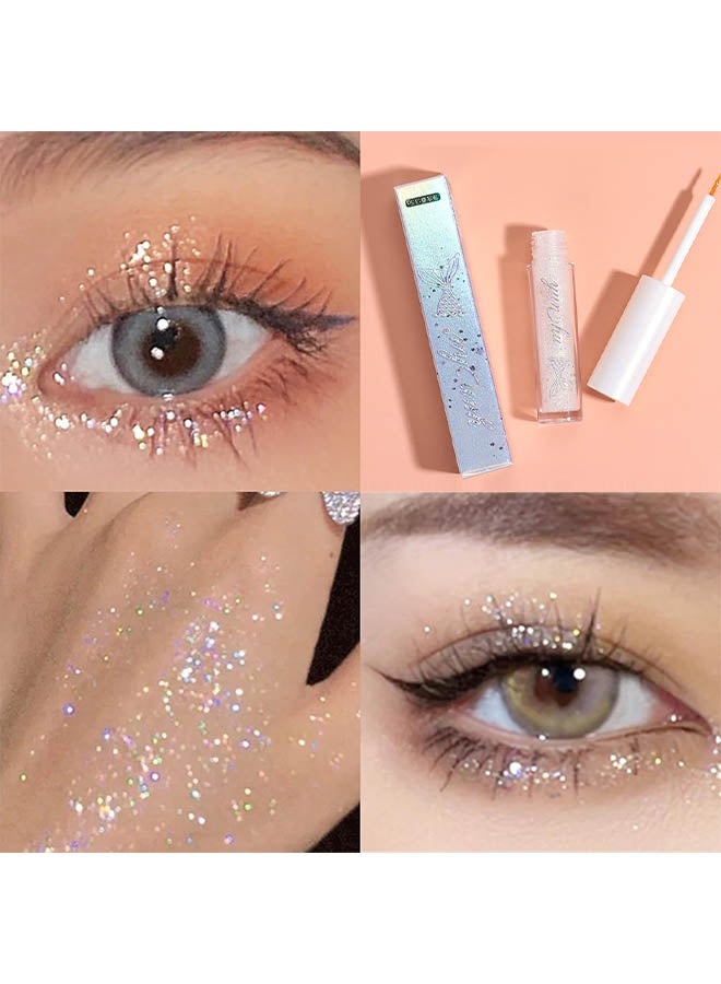 ليكرين كحل ظلال العيون السائل اللامع ، مكياج بلينغ تحت ظلال العيون ، لامع معدني ، خفيف الوزن مقاوم للماء طويل الأمد ، غراء فضفاض لمكياج العيون البلوري ، # الترتر الملون - Image 3