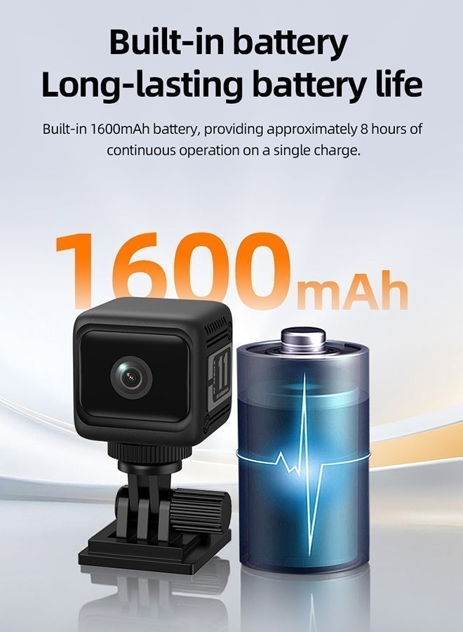 كاميرا مراقبة IP صغيرة لاسلكية عالية الدقة 1080 بكسل قابلة لإعادة الشحن بسعة 1600 مللي أمبير في الساعة، مع بطاقة 128 جيجابايت وكاميرا أمان منزلية مع كشف الحركة للأمن الداخلي للمنزل - Image 1