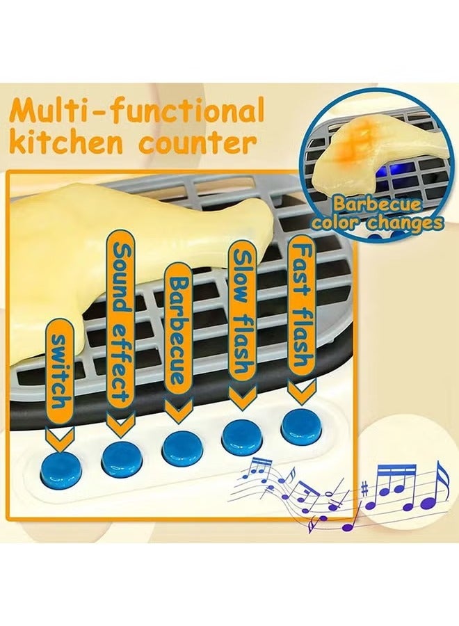 30Pcs Kids Kitchen Playset, Indoor/Outdoor Kitchenette, Pretend Play Kitchen Toys with Lights and Sounds, Imitated Cooking Playset, Interactive Play Kids, Play Kitchen Set, Mini Cooking Set, Kitchen Play Set Toy with Cooking Stove, Food Toy, Kitchen Accessories, Play Sink, Oven, Supporting Real Cooking  - Image 5