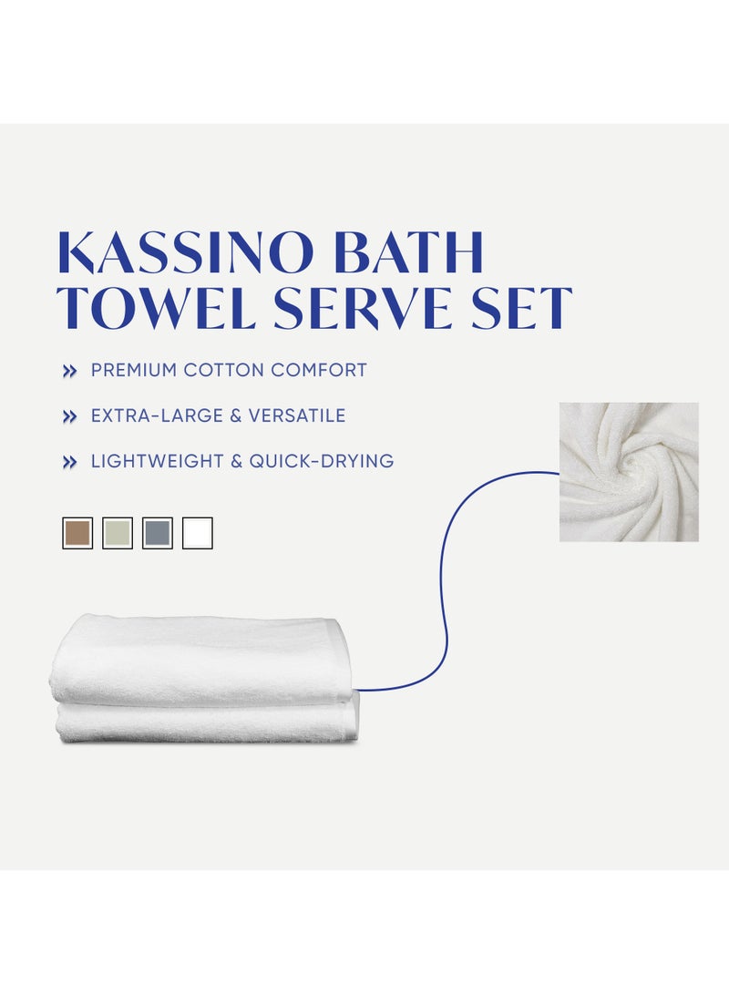 كاسينو Kassino Bath Towel (2 Pack, 70x140 cm) - 540 GSM Large Bath Towels,100% Combed Cotton, Soft & Quick-Dry Towels, Highly Absorbent, Double Stitched Hotel Quality Towels | White - Image 3