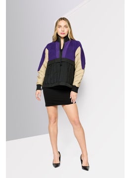 LACOSTE Women Brand Logo Windbreaker Jacket, Purple  - Image 3