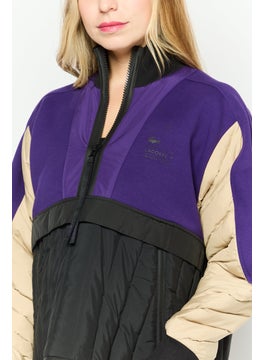 LACOSTE Women Brand Logo Windbreaker Jacket, Purple  - Image 4