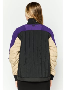LACOSTE Women Brand Logo Windbreaker Jacket, Purple  - Image 2