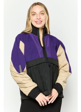 LACOSTE Women Brand Logo Windbreaker Jacket, Purple  - Image 1