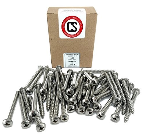 Chenango Supply #14 X 2-1/2" Stainless Phillips Pan Head Sheetmetal Screw (1/2" to 2-1/2" in Listing) 50 Sheet Metal Screws (#14 X 2-1/2") - Image 2