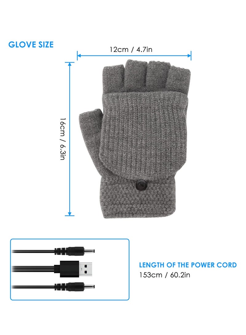 عام قفازات تسخين USB للجنسين لشتاء دافئ لليدين ولاستخدام اللابتوب، قفازات كاملة أو نصفية قابلة للغسل. - Image 2