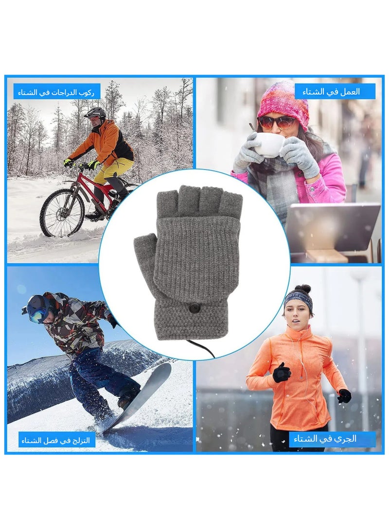 عام قفازات تسخين USB للجنسين لشتاء دافئ لليدين ولاستخدام اللابتوب، قفازات كاملة أو نصفية قابلة للغسل. - Image 4