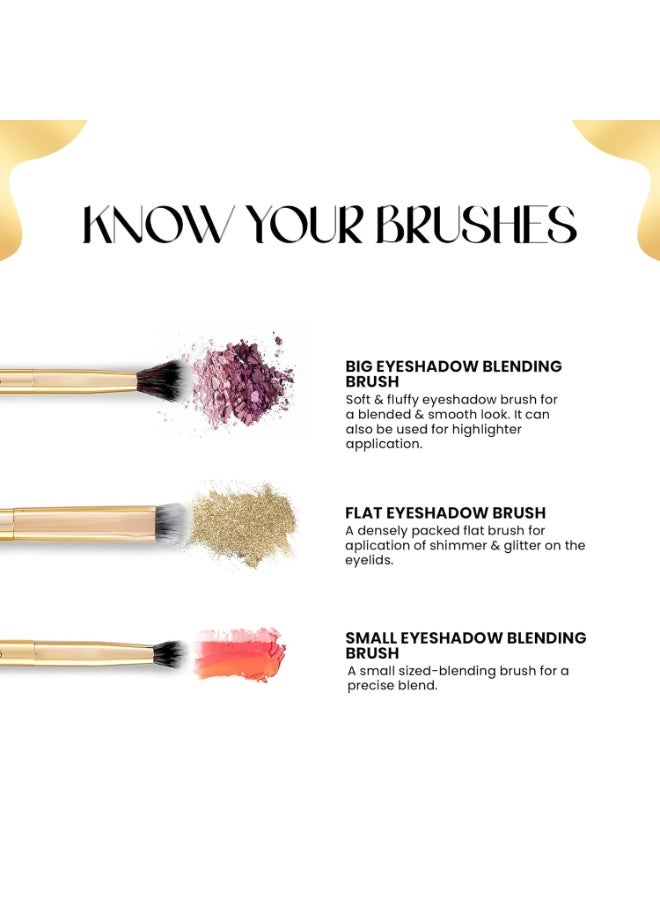 MARS Artist's Arsenal Makeup Brush Set for Professional Makeup | Eyeshadow Blending Brushes (3pcs) | Foundation, Blush, Powder and Foundation Brush (1pcs each) - Image 2