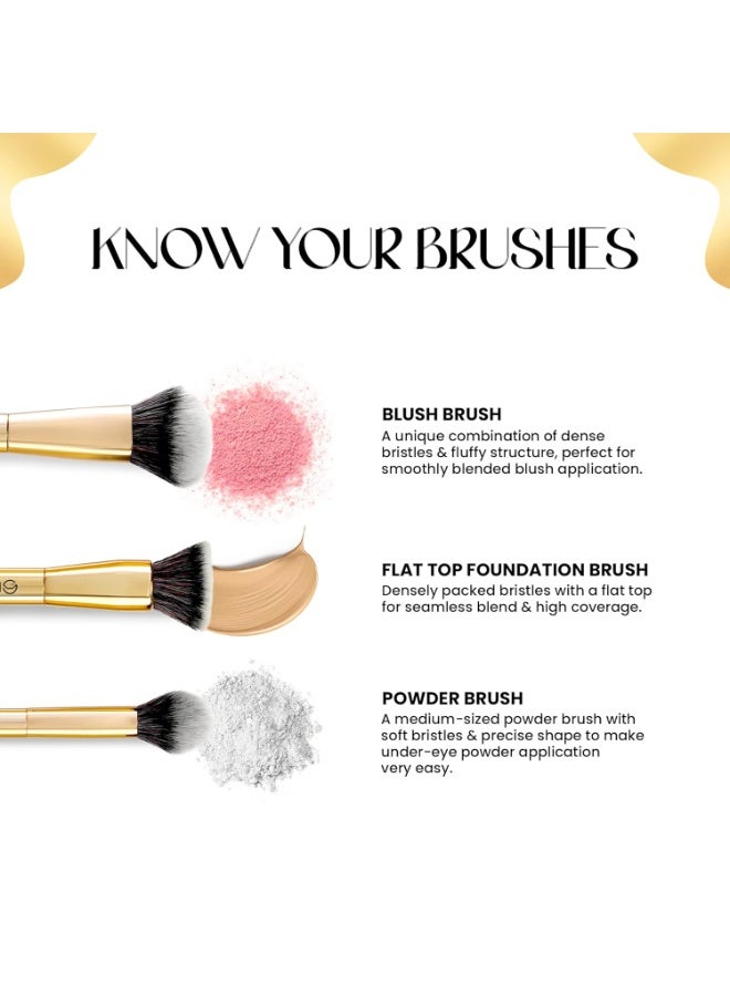 MARS Artist's Arsenal Makeup Brush Set for Professional Makeup | Eyeshadow Blending Brushes (3pcs) | Foundation, Blush, Powder and Foundation Brush (1pcs each) - Image 5