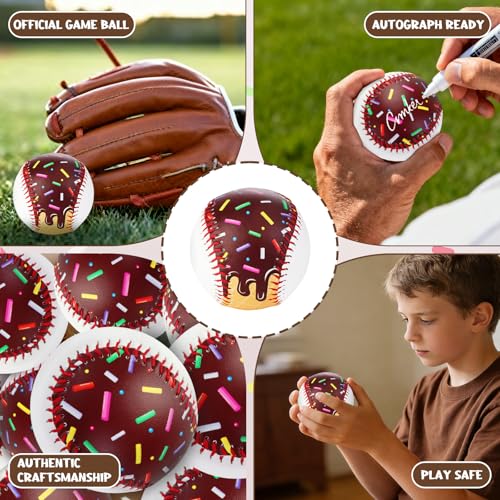 AKAIXI Baseballs PVC 9in Practice Baseball for Training Hitting Lifestyle Decor Ideal Personalized Inspired Gifts for Players Coaches Moms (Chocolate Drip, Baseball Set (1 Piece)) - Image 4