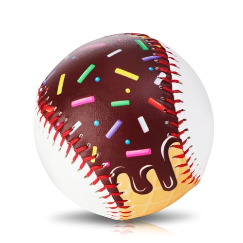 AKAIXI Baseballs PVC 9in Practice Baseball for Training Hitting Lifestyle Decor Ideal Personalized Inspired Gifts for Players Coaches Moms (Chocolate Drip, Baseball Set (1 Piece)) - Image 1