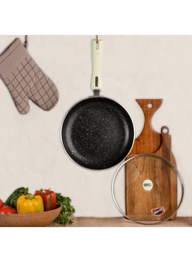 NIRLEP NutriHealth Pro 24cm Induction Fry Pan with Glass Lid | Silver Ion Coating, Induction Compatible, Metal Spoon Friendly, Heavy Duty Handles With Soft Touch Finish  - Image 5