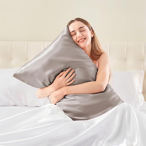 GO WELL Solid Satin Silk Pillow Covers Pack of 2 for Hair and Skin-with Satin Scrunchies for Women Stylish|Satin Pillow Cover|scrunchies for Women 3-Piece|Silk Pillow case (NewRose) 600 TC - Image 3