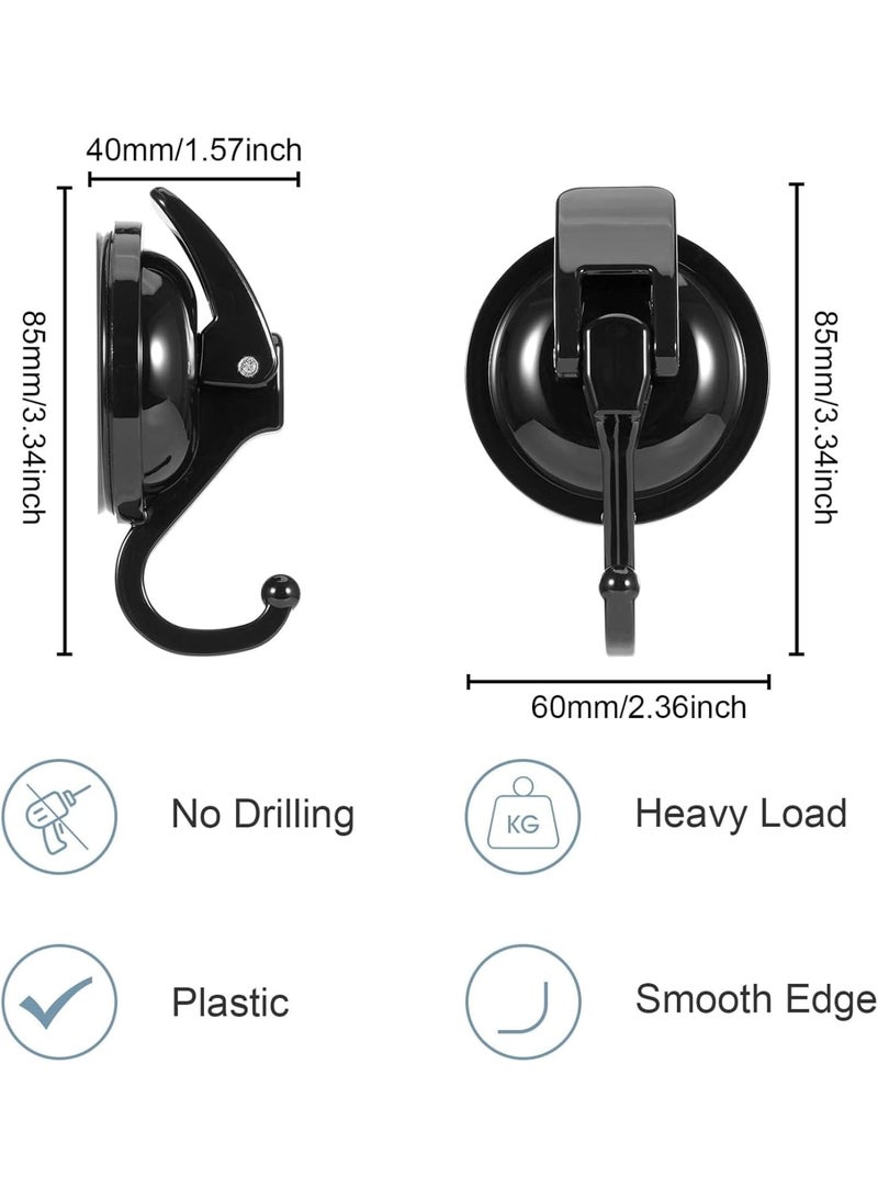 Cobest Suction Cup Hooks for Shower, 2 Pack Heavy Duty Vacuum Suction Shower Hooks, Waterproof Bathroom Towel Hooks for Hanging, No Punching Robe Hooks, Reusable Wreath Hanger, Black - Image 2