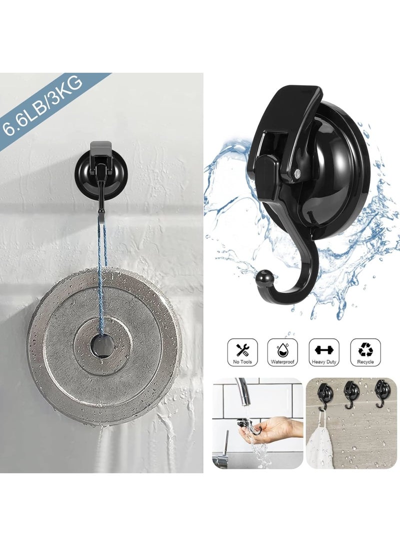 Cobest Suction Cup Hooks for Shower, 2 Pack Heavy Duty Vacuum Suction Shower Hooks, Waterproof Bathroom Towel Hooks for Hanging, No Punching Robe Hooks, Reusable Wreath Hanger, Black - Image 3
