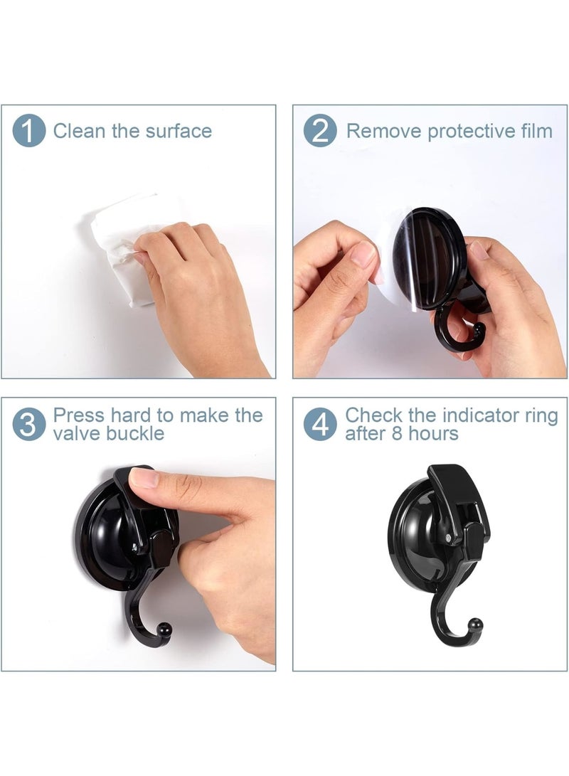 Cobest Suction Cup Hooks for Shower, 2 Pack Heavy Duty Vacuum Suction Shower Hooks, Waterproof Bathroom Towel Hooks for Hanging, No Punching Robe Hooks, Reusable Wreath Hanger, Black - Image 4