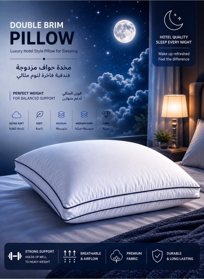 SKAFA Luxury Hotel Style Pillow for Sleeping, Premium Microfiber Filled Down Alternative Pillow, Soft & Supportive Hypoallergenic Bed Pillow, Breathable Cotton Blend Cover, Double Brim Hotel Quality Pillow, Machine Washable. - Image 2