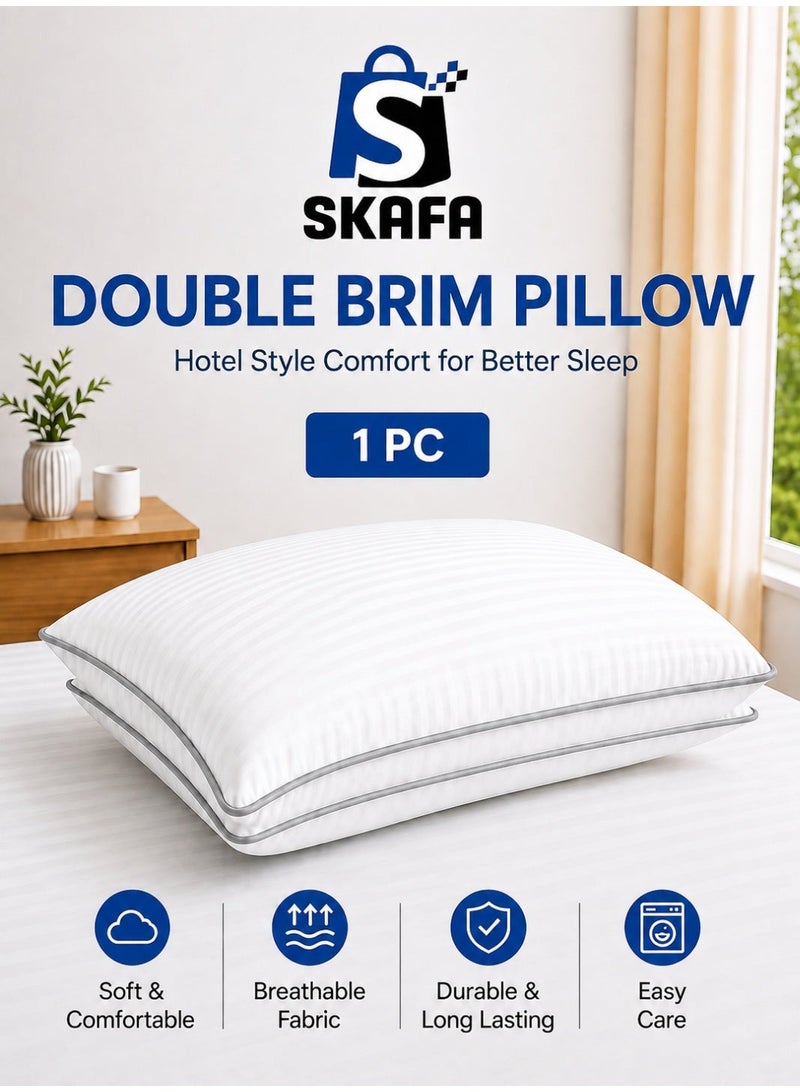 SKAFA Luxury Hotel Style Pillow for Sleeping, Premium Microfiber Filled Down Alternative Pillow, Soft & Supportive Hypoallergenic Bed Pillow, Breathable Cotton Blend Cover, Double Brim Hotel Quality Pillow, Machine Washable. - Image 1