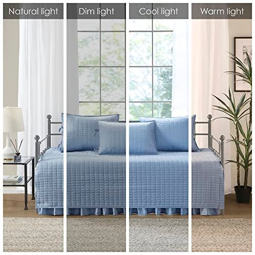 Comfort Spaces Daybed Cover- Luxe Double Sided -Quilting, All Season Cozy Bedding with Bedskirt, Matching Shams, 75'x39' Blue 5 Piece - Image 2
