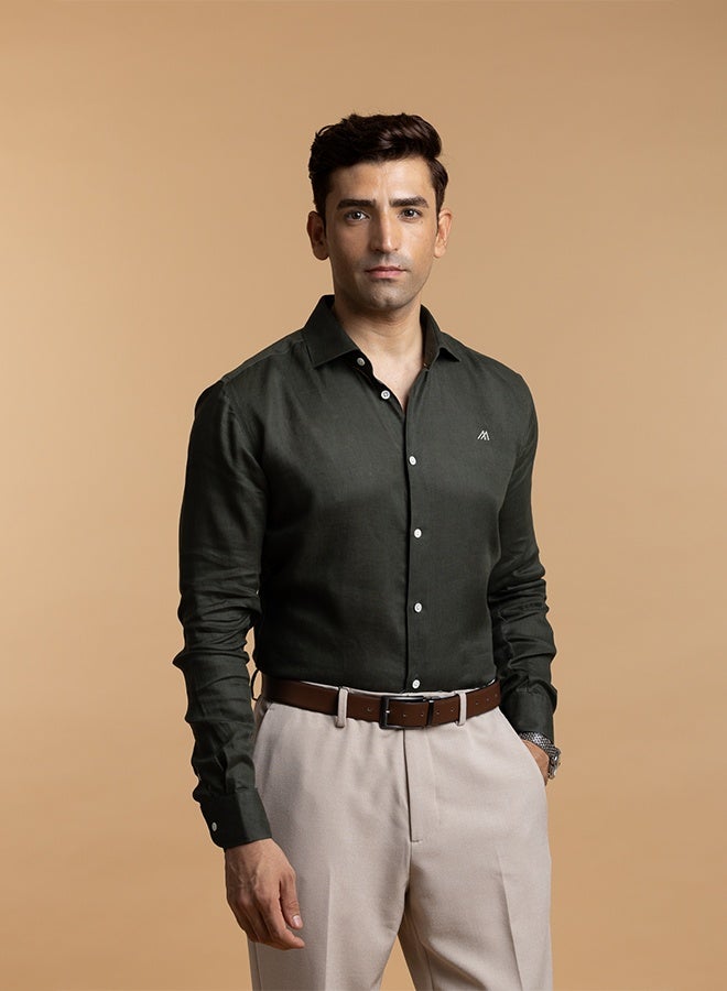 Mannerism The Midnight Luxe Easy Care Linen Shirt with Elegant Depth - Image 1