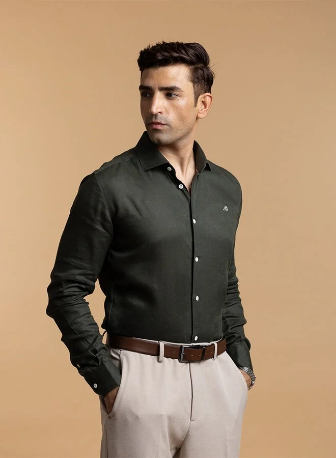 مانرزم The Midnight Luxe Easy Care Linen Shirt with Elegant Depth