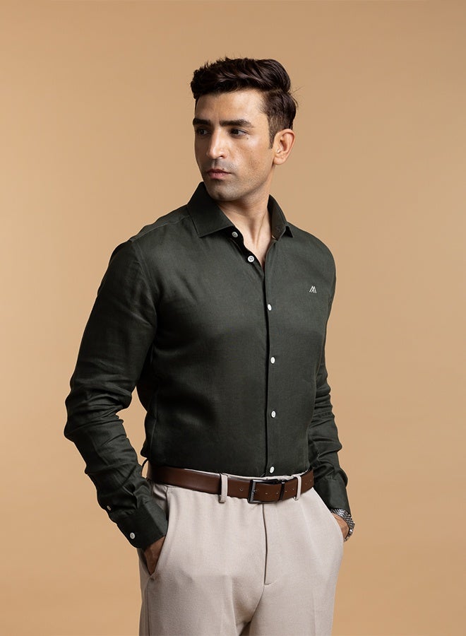 مانرزم The Midnight Luxe Easy Care Linen Shirt with Elegant Depth - Image 1