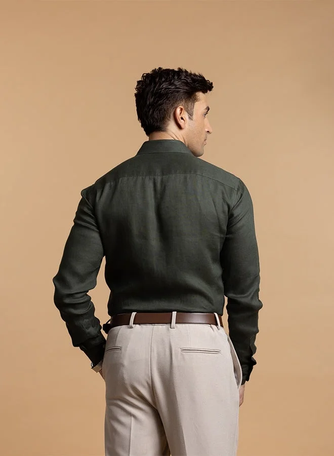 MANNERISM  The Midnight Luxe Easy Care Linen Shirt with Elegant Depth for Men | Best Price UAE