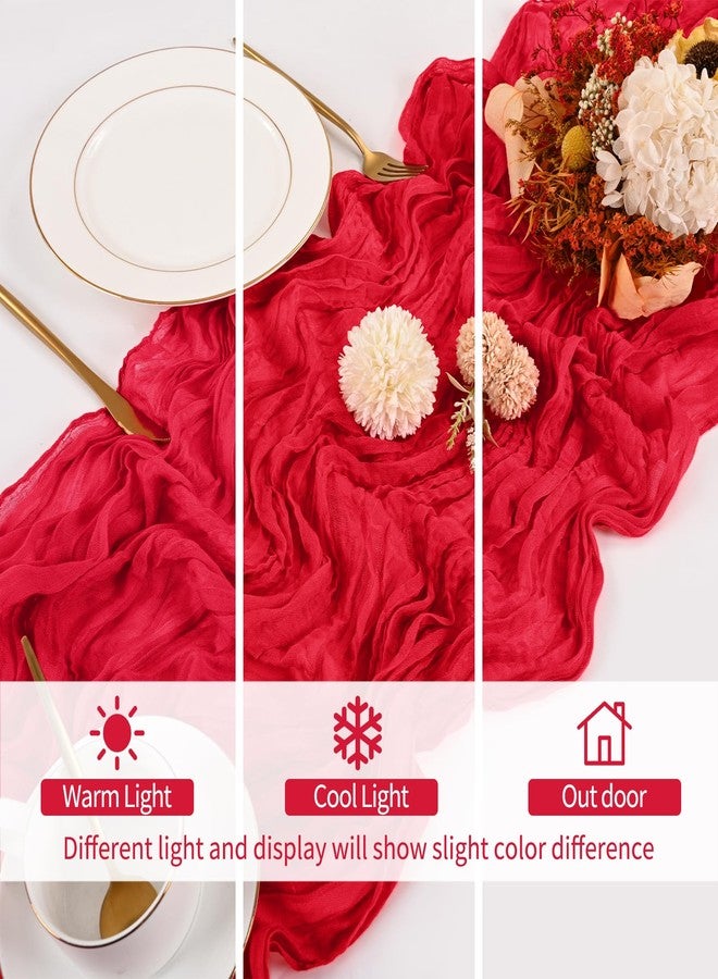 YMHPRIDE 16 Pack Red Cheesecloth Table Runner 120 Inch 10FT Spring Boho Rustic Sheer Gauze Cheese Cloth Table Runner for Wedding Baby Shower Birthday Party Table Decor - Image 3