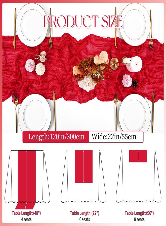 YMHPRIDE 16 Pack Red Cheesecloth Table Runner 120 Inch 10FT Spring Boho Rustic Sheer Gauze Cheese Cloth Table Runner for Wedding Baby Shower Birthday Party Table Decor - Image 2