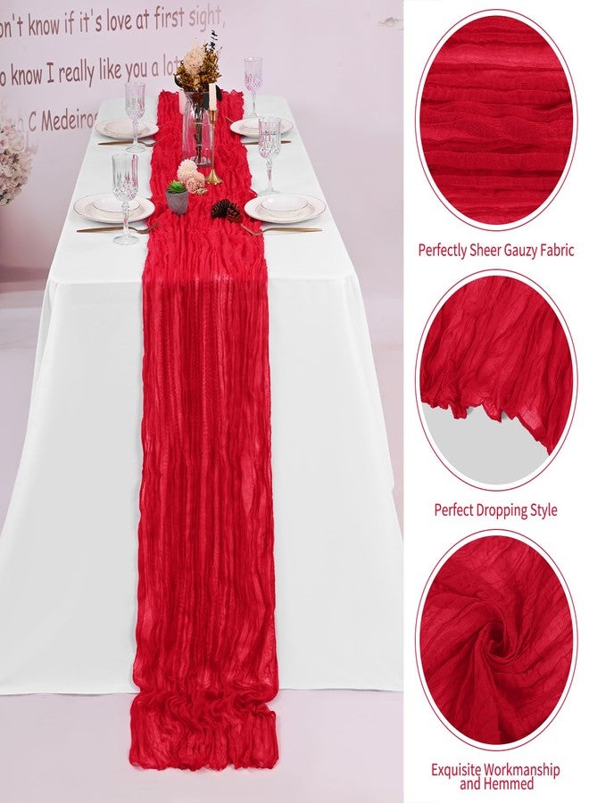 YMHPRIDE 16 Pack Red Cheesecloth Table Runner 120 Inch 10FT Spring Boho Rustic Sheer Gauze Cheese Cloth Table Runner for Wedding Baby Shower Birthday Party Table Decor - Image 4