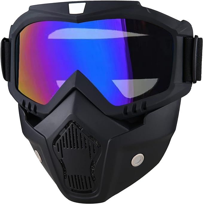 Riveira Motorcycle Goggles Dust Protection Glasses Motorcycle Goggles with Removable Goggles Motorcycle Goggles Removable Face Mask Harley Style Helmet Fogproof Windproof Riding Sunglasses Cycling - Image 1