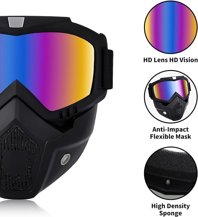 Riveira Motorcycle Goggles Dust Protection Glasses Motorcycle Goggles with Removable Goggles Motorcycle Goggles Removable Face Mask Harley Style Helmet Fogproof Windproof Riding Sunglasses Cycling - Image 3
