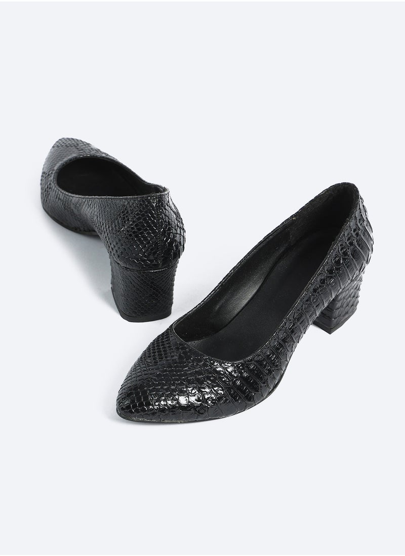Zahwa Shoes Heeld Animal Print Crocodile Mat Texture Leather  - Image 3