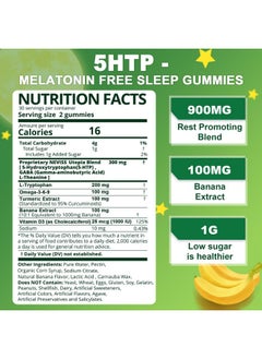 NEVISS 1Pack 5-HTP GABA Sleep Supplement Gummies - Melatonin Free Extra Strength 900mg Complex for Health Rest Cycle, Banana Extract, L-Theanine, L-Tryptophan, Omega-3-6-9 for Natural Zzz, Brain Relax, Vegan  - Image 2