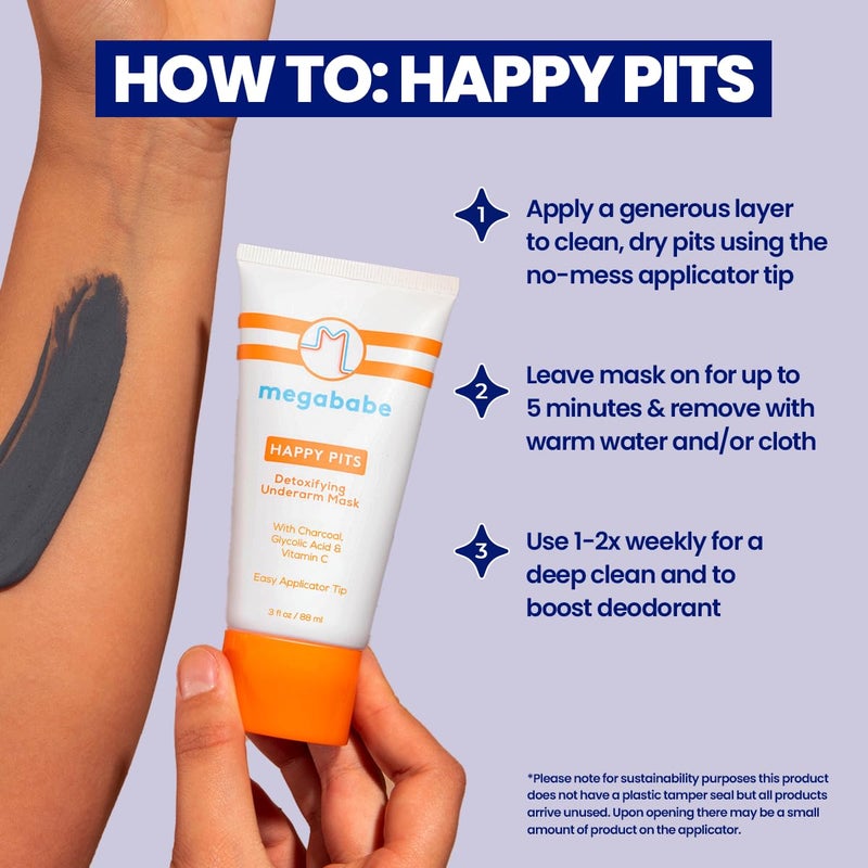 Megababe Underarm Mask - Happy Pits | With Detoxifying Charcoal & Vitamin C | 3 fl oz - Image 4