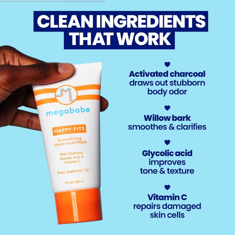 Megababe Underarm Mask - Happy Pits | With Detoxifying Charcoal & Vitamin C | 3 fl oz - Image 3