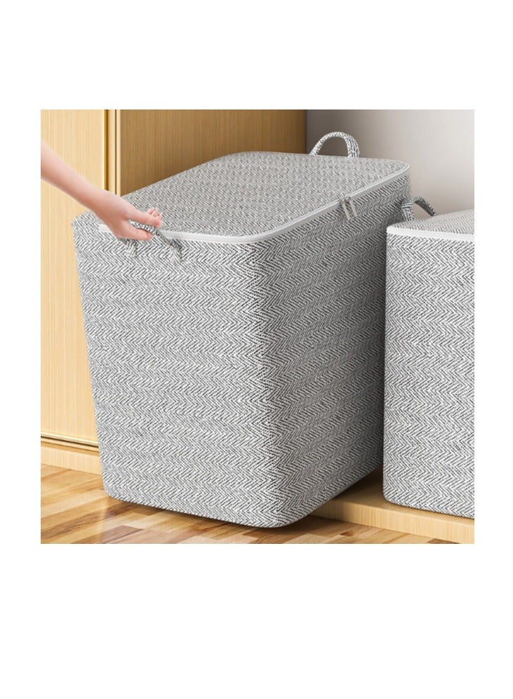 2-Pack Fabric Wardrobe Organizer with Zipper and Handle, Foldable Wardrobe Storage Basket, Stackable Wardrobe Clothes Organizer, Cube Storage Box for Bedroom Wardrobe to Store Sundries Such as Clothes, T-shirts, Jeans, Sweaters, Toys and Books (110L)  - Image 1