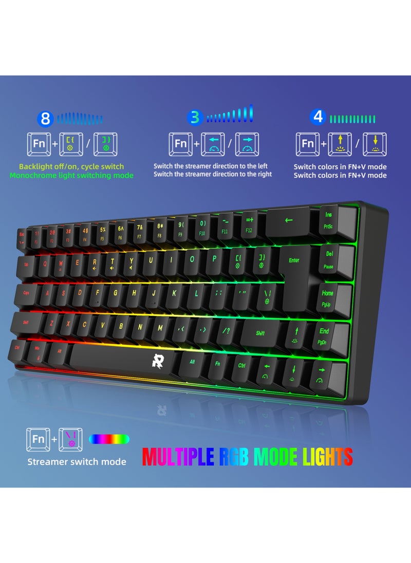 Rock Pow - 60% Wired Gaming Keyboard Mouse Combo RGB Gaming Mice Ergonomic Ultralight 8000DPI Optical Sensor 68 Keys RGB Backlit Gaming Keyboard Ultra-Compact Mini Waterproof Keyboard for PC Computer Gamer - Image 1