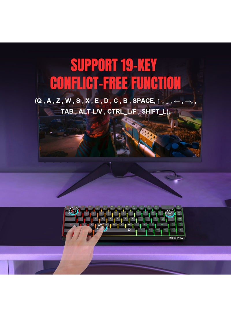 Rock Pow - 60% Wired Gaming Keyboard Mouse Combo RGB Gaming Mice Ergonomic Ultralight 8000DPI Optical Sensor 68 Keys RGB Backlit Gaming Keyboard Ultra-Compact Mini Waterproof Keyboard for PC Computer Gamer - Image 1