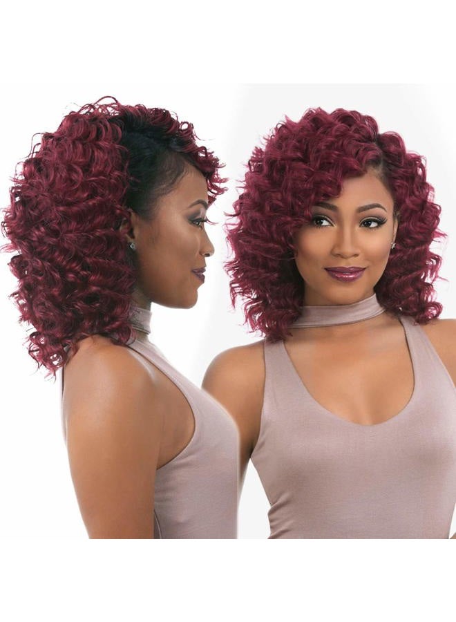 4 Bundles Deep Wave Short Bob Style Ombre 1B/99J Virgin Human Hair Bundles 50g Two Tone Burgundy Red Brazilian Hair Weave 14”
