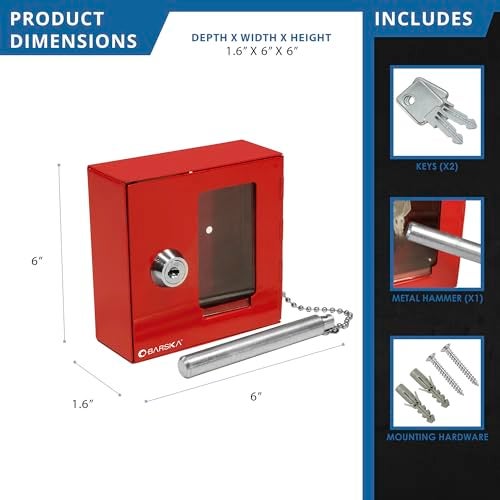 BARSKA Breakable Emergency Key Box w/ Attached Hammer - Image 3