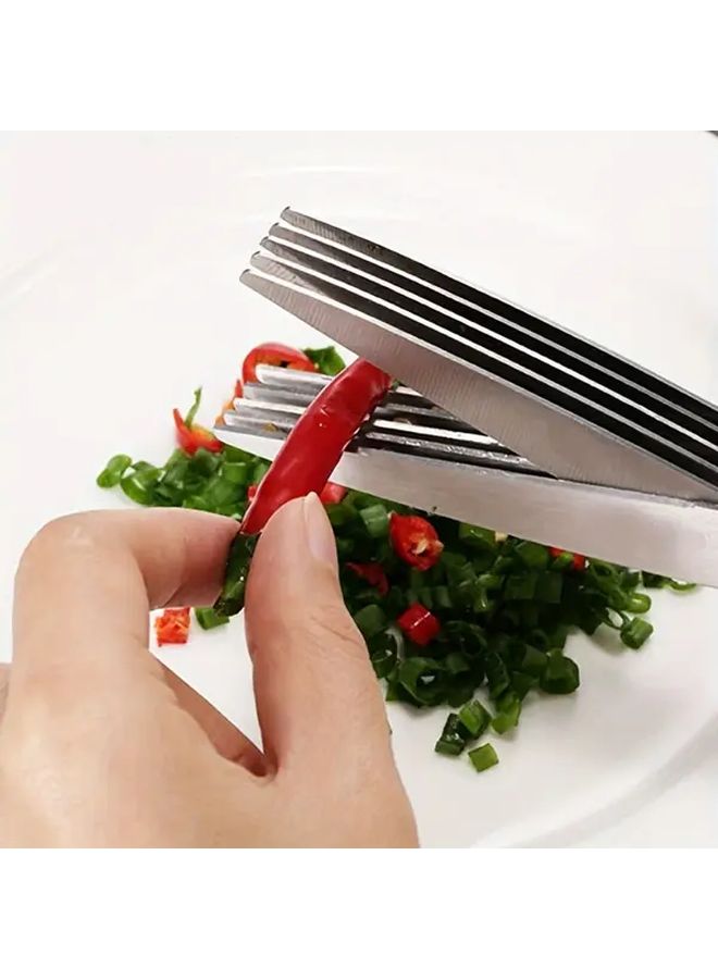 Multiblade Kitchen Scissors 5 Stainless Steel Blades Rust Resistant Vegetable Shears 1pc - Image 2