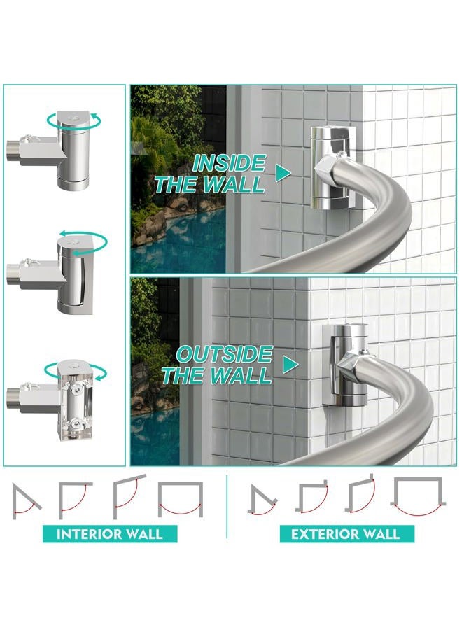 PrettyHome Adjustable Arched Curved Shower Curtain Rod Rustproof Expandable Aluminum Metal Shower Rod 38-72 Inches Telescoping Design Exquisite Customizable for Bathroom,Need To Drill,Brushed Nickel - Image 4