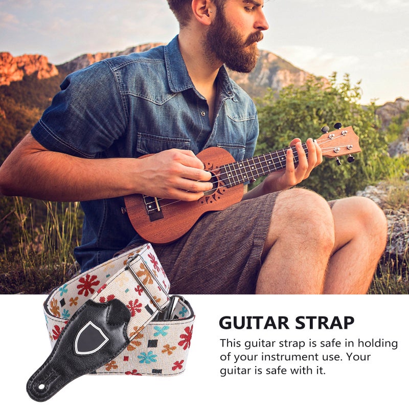 Guitar Shoulder Strap Adjustable Embroidery Design Strap Guitar Shoulder Belt - Image 4