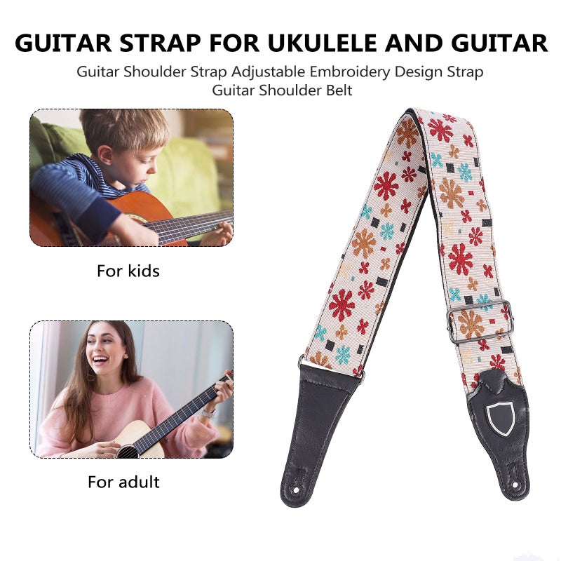 Guitar Shoulder Strap Adjustable Embroidery Design Strap Guitar Shoulder Belt - Image 5