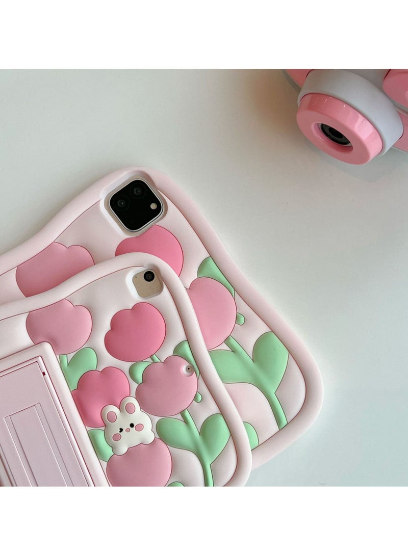 عام حافظة iPad الجيل العاشر 2022 بقياس 10.9 بوصة بتصميم كارتوني جذاب ثلاثي الأبعاد، ناعمة ومميزة، مع وظيفة قلم رصاص وقاعدة دوارة جذابة. - Image 2