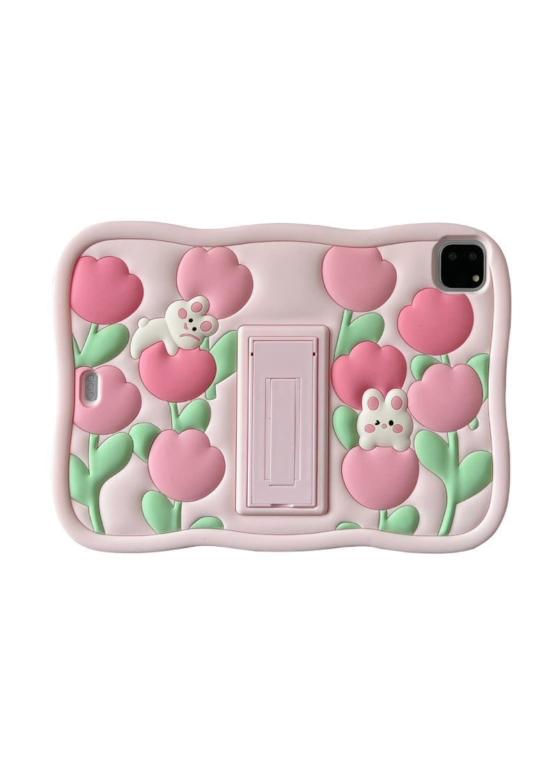 عام حافظة iPad الجيل العاشر 2022 بقياس 10.9 بوصة بتصميم كارتوني جذاب ثلاثي الأبعاد، ناعمة ومميزة، مع وظيفة قلم رصاص وقاعدة دوارة جذابة. - Image 1