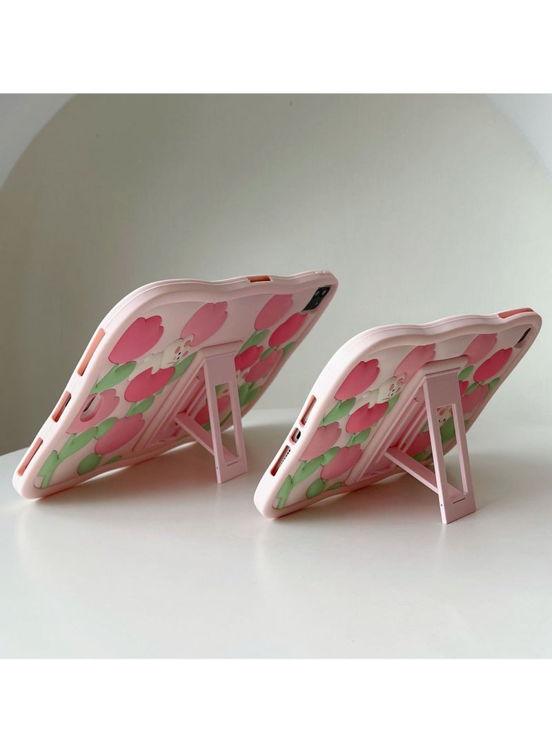 عام حافظة iPad الجيل العاشر 2022 بقياس 10.9 بوصة بتصميم كارتوني جذاب ثلاثي الأبعاد، ناعمة ومميزة، مع وظيفة قلم رصاص وقاعدة دوارة جذابة. - Image 4