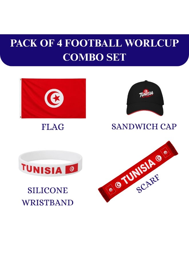 PRINTSHOP4ME Tunisia Sports Combo Pack of 4 | Flag Scarf Cap Wristband | Unisex Wear - Image 2